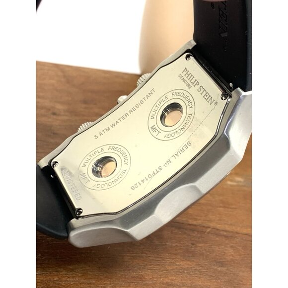 Philip Stein Men's Watch Teslar Quartz Dual Time Chronograph Leather Strap 37mm - Picture 6 of 14